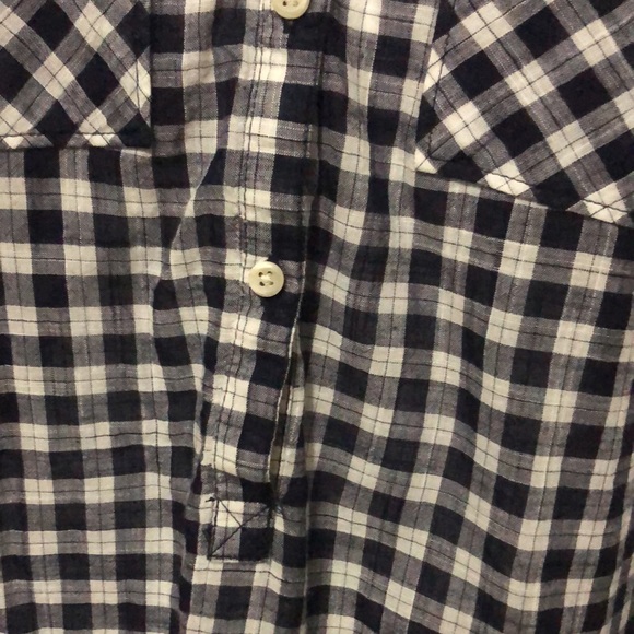 Meron Tunic Top-Sz M-Navy/White Mini Check/Plaid-Cotton-Round Neck-No Collar - Picture 5 of 15